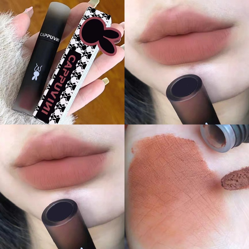 Son Bóng Dạng Lỏng Dưỡng Ẩm Lâu Trôi Quyến Rũ Thiết Kế Vỏ Màu Đen Phong Cách Hàn Quốc