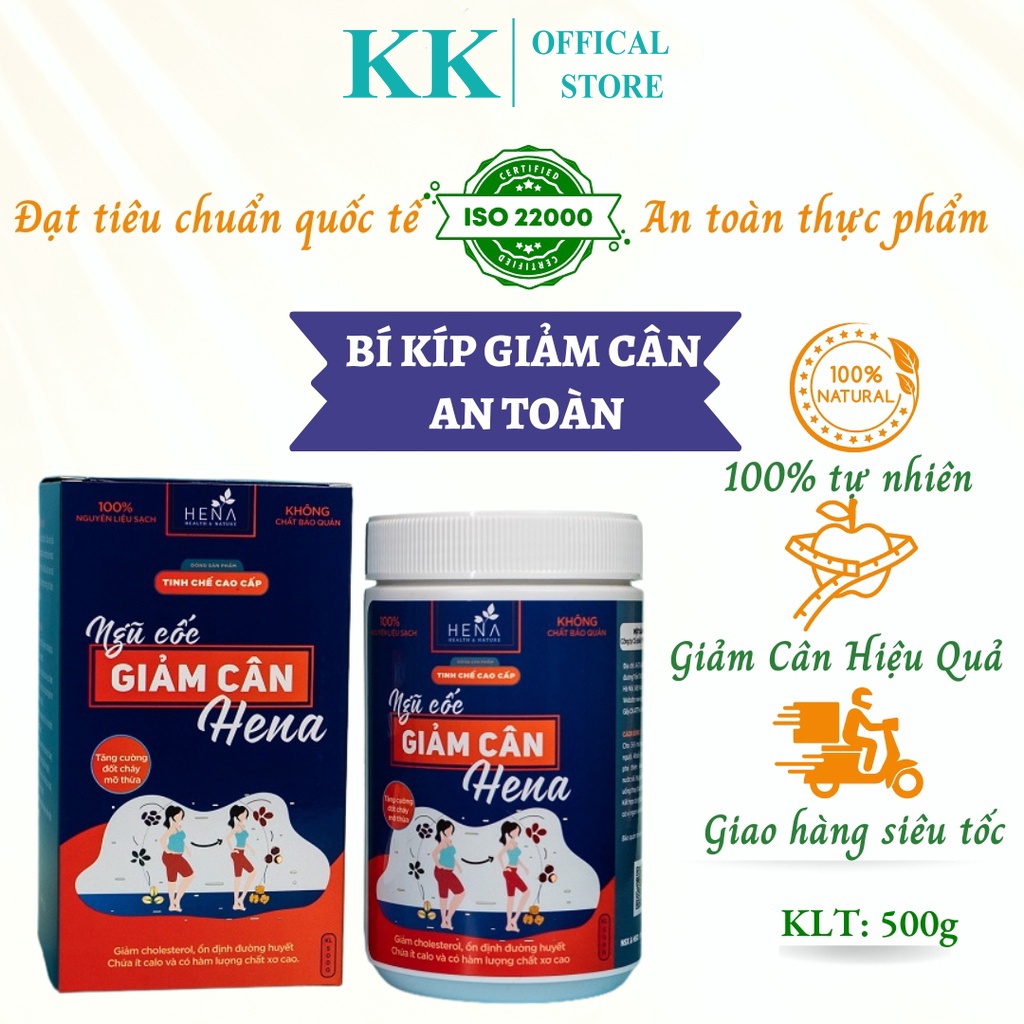 Ngũ Cốc Ăn Kiêng Giảm Cân Hena 500G Tinh Chế Hữu Cơ Cao Cấp, Ngũ Cốc Giảm Cân Đạt Tiêu Chuẩn Iso 22000