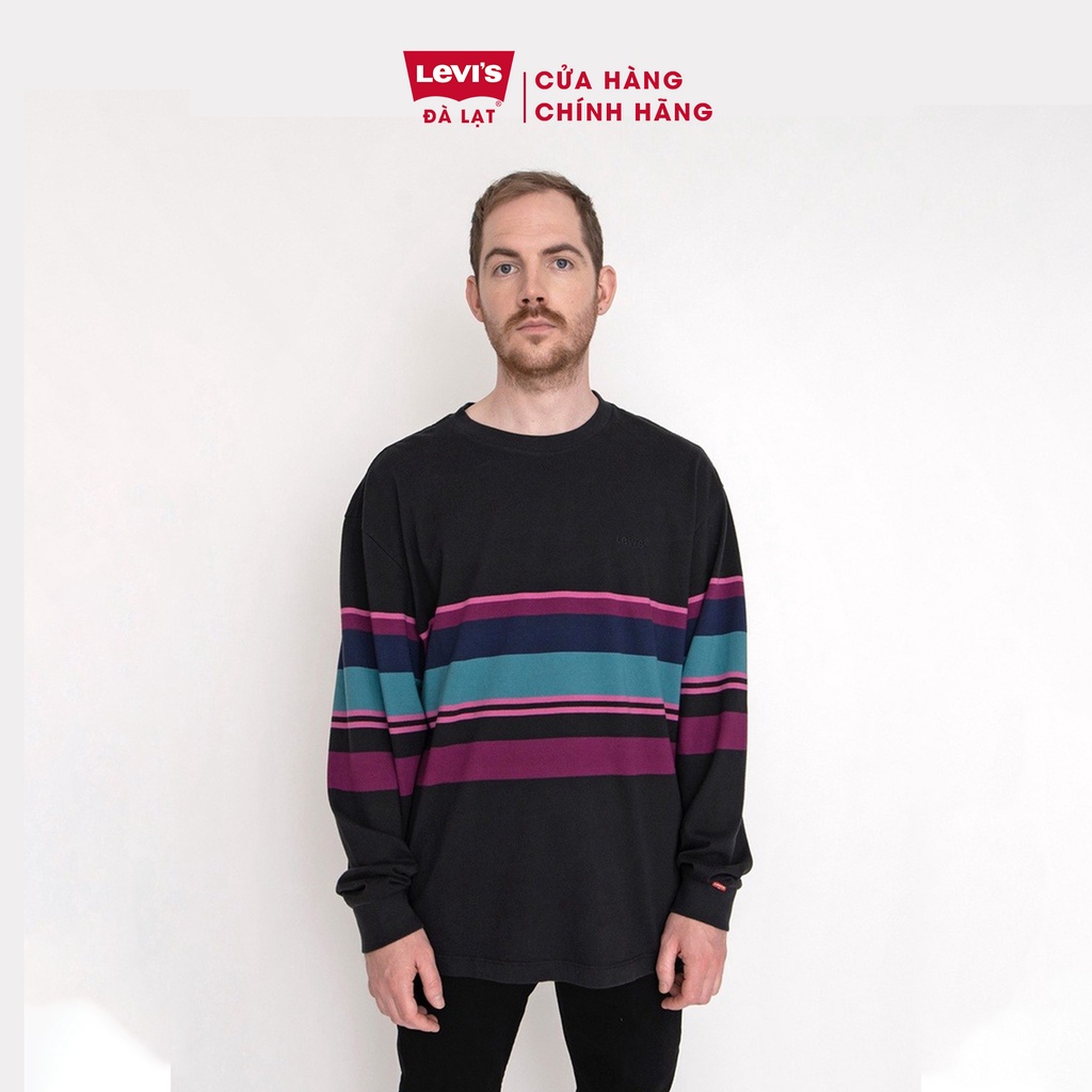 Áo thun tay dài cho nam Levi's Ls Red Tab Tee Past Time Stripe Caviar / A0642-0006