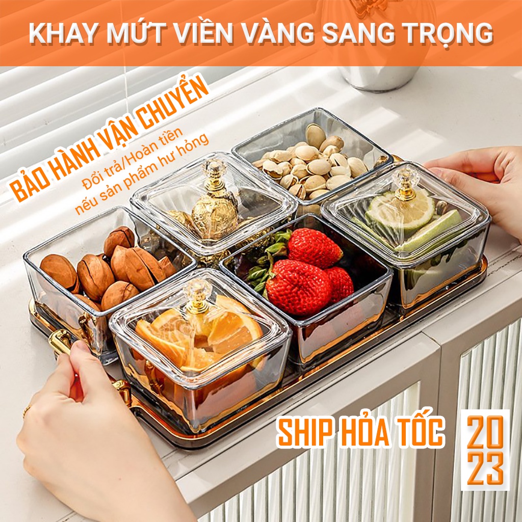 Khay đựng mứt, bánh kẹo Tết sang trọng phong cách Bắc Âu - VS346