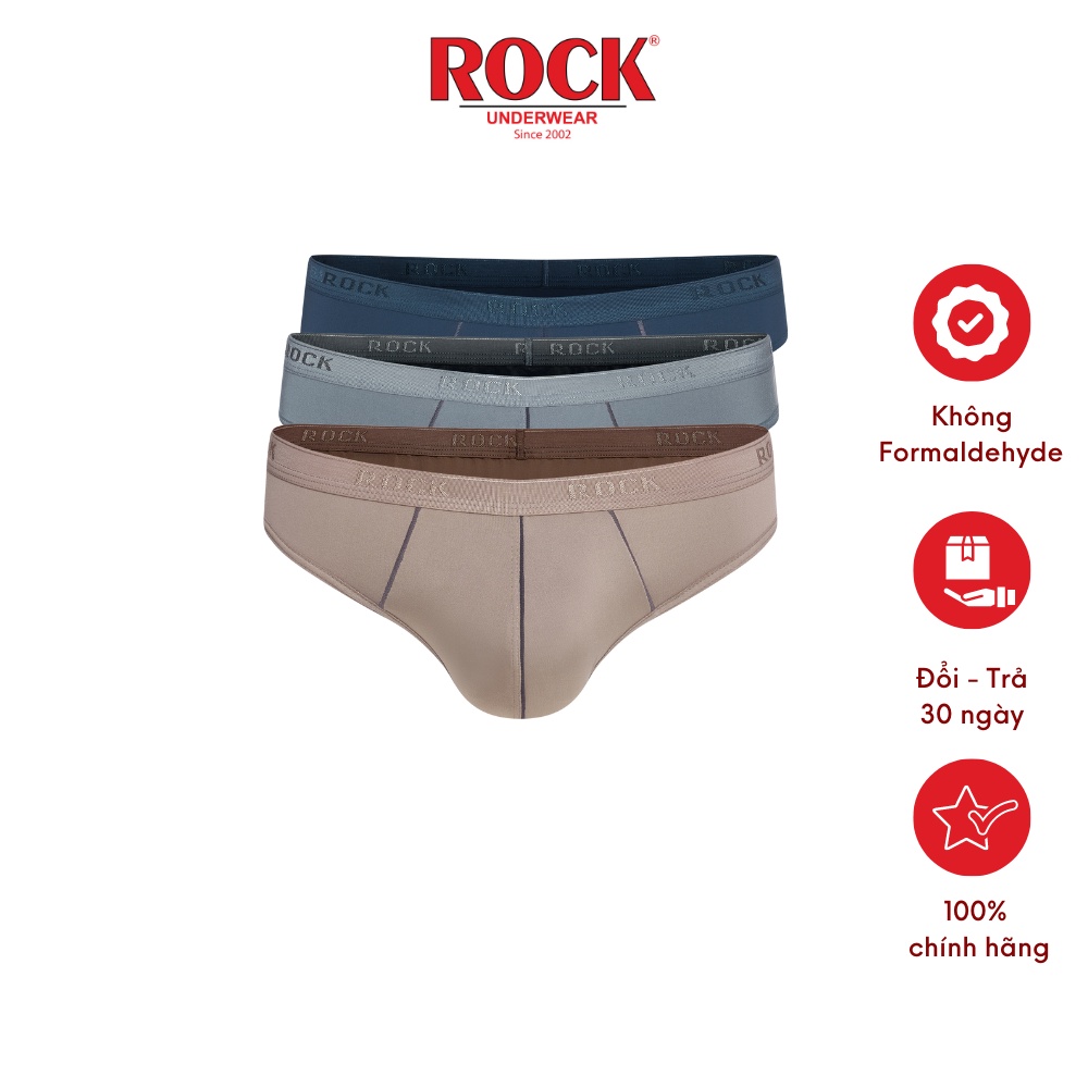 Combo 3 quần lót nam cao cấp ROCK QA546 thun lạnh 4 chiều mát mẻ, co giãn tốt, ôm sát, không cấn, thoải mát vận động