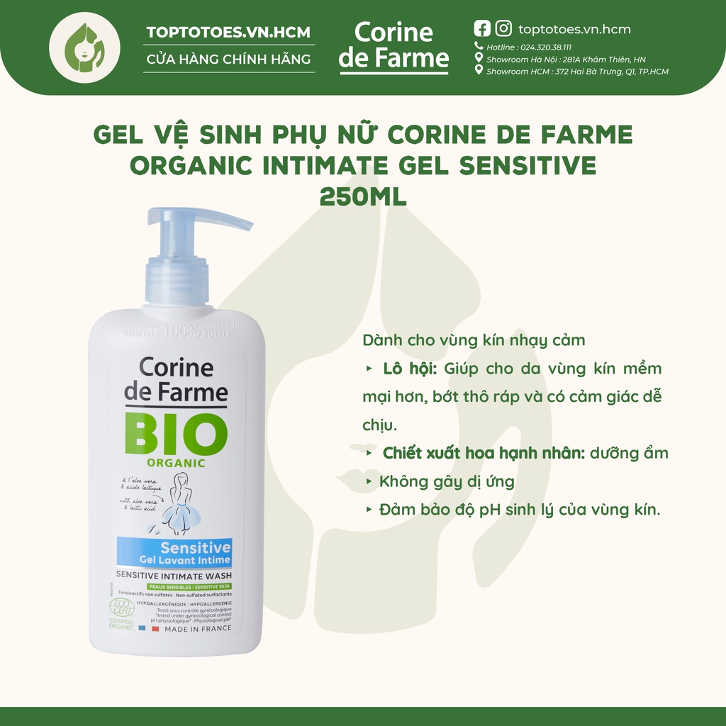 Gel vệ sinh phụ nữ Corine de Farme Intimate Wash 250ml