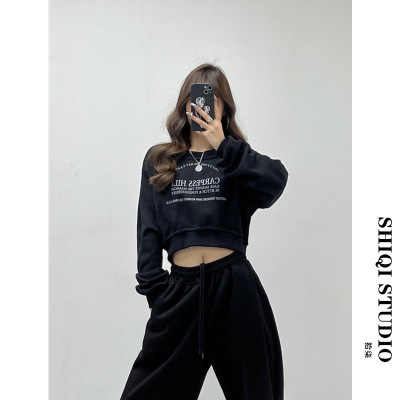 Áo Sweater Lông Nhung Dáng Rộng In Hoạ Tiết Vintage Thời Trang Mùa Thu Cho Nữ