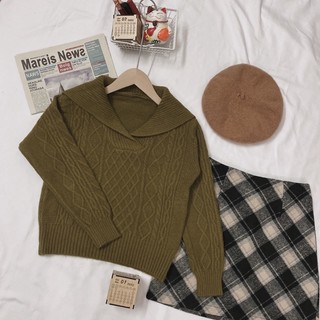 Áo len nữ vặn thừng cổ thuỷ thủ