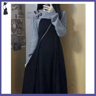 Váy thu đông váy babydoll Set Áo Khoác Vest Tay Dài + Đầm Hai Dây Phong Cách Thời Trang Mùa Thu Mới Cho Nữ