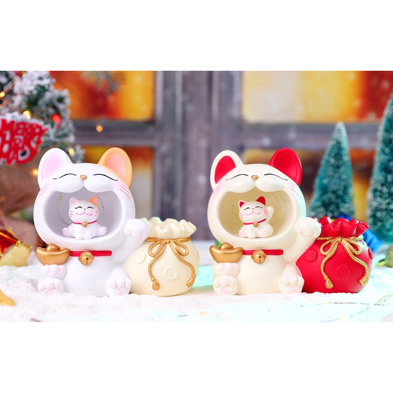 Ống Đựng Bút Hình Mèo Con Bằng Nhựa Resin Thủ Công Sáng Tạo Dành Cho Năm Mới