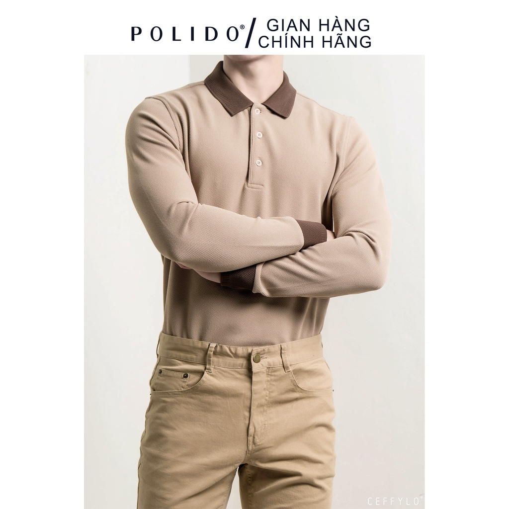 Áo Polo Dài Tay Polido Phối Bo Thời Trang Nam Kiểu Dáng Basic Dễ Phối Thoáng Mát Thoải Mái Phong Cách Cá Tính Lĩnh Lãm