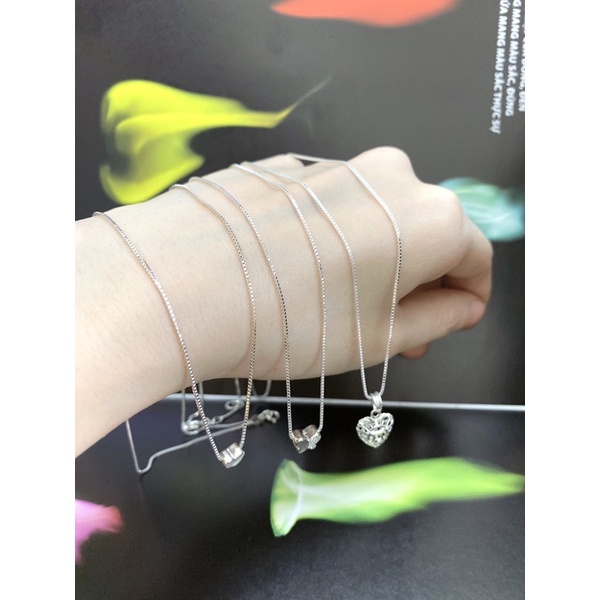 Dây chuyền sợi mì vuông nhuyễn kèm mặt - Bạc Ý 925