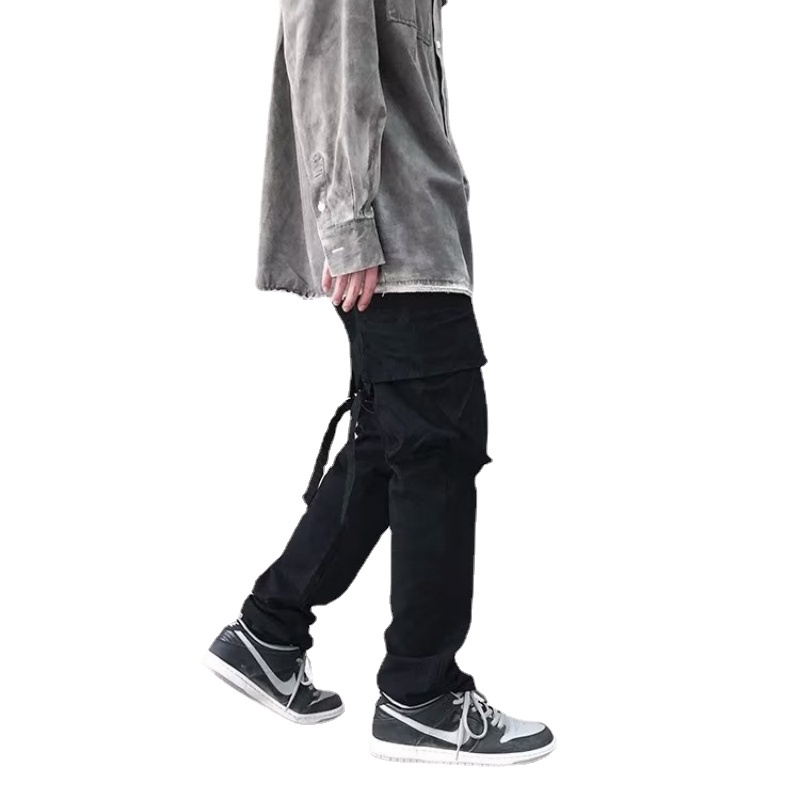Quần Dài Phối Nhiều Túi Phong Cách hip hop Đường Phố Hàn Quốc Cá Tính Cho Nam