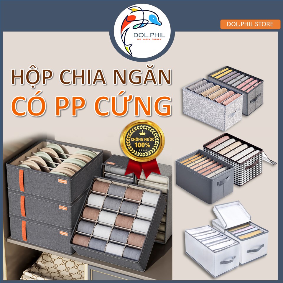 Hộp Đựng Quần Áo Chia Ngăn Dol.phil Store Túi Đựng Quần Áo Đồ Lót Tất Vớ Chia Ngăn Họa Tiết Nét Có Lớp PP Dễ Vệ Sinh Dày