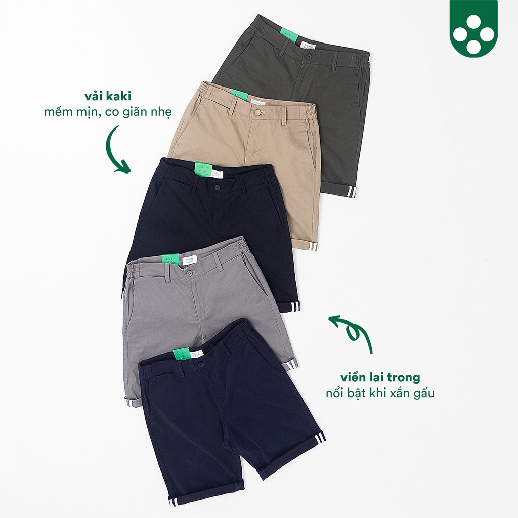Quần Short Nam Viền Lai - vải kaki, dài ngang gối - Happy Button