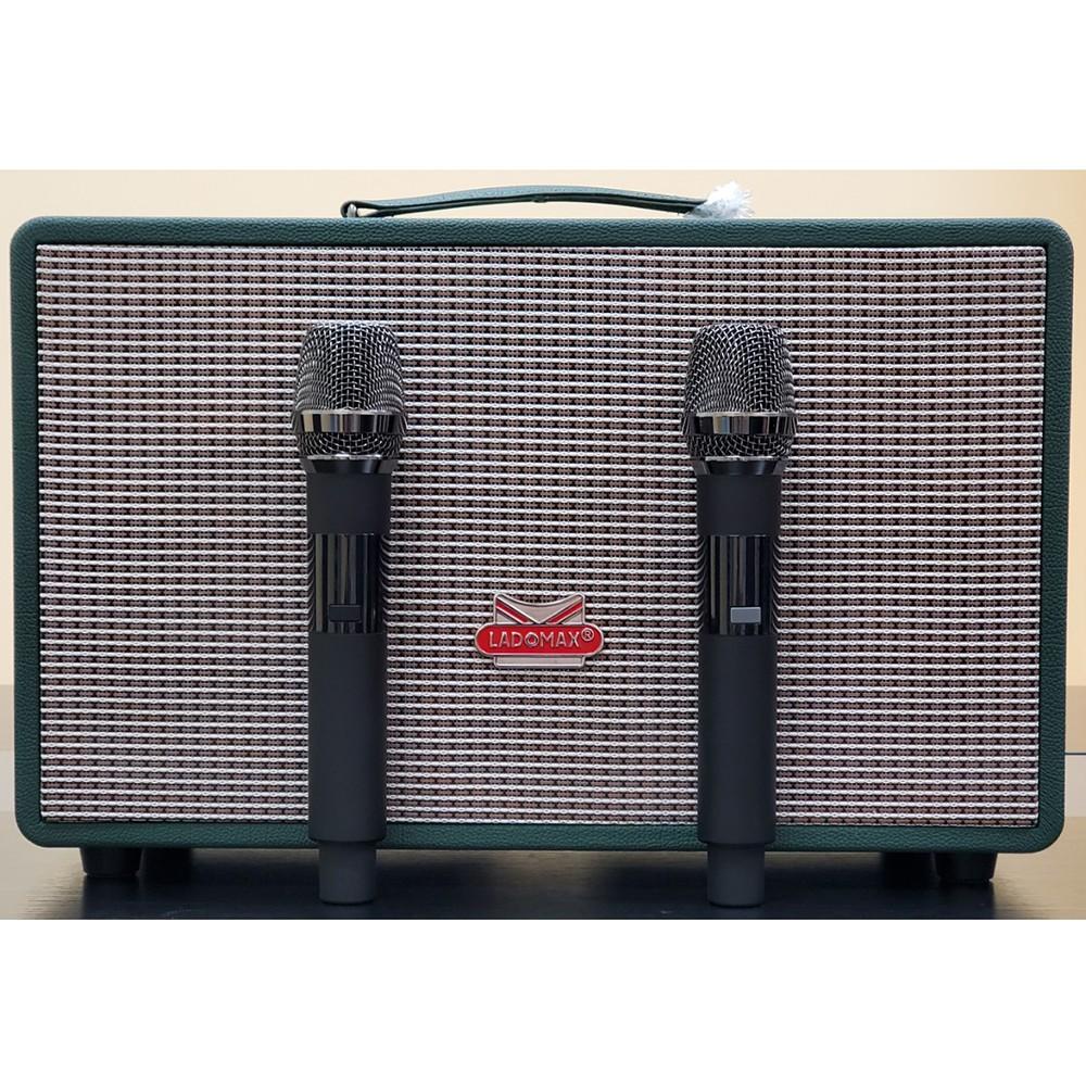 Loa karaoke Bass đôi 16.5cm Ladomax T-216 thiết kế 9 đường tiếng, chống hú và chống nhiễu, kèm 2 micro không dây