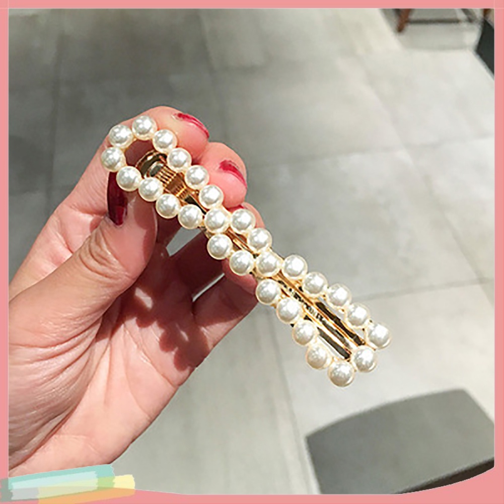 Kẹp tóc đính ngọc trai giả thanh lịch cho nữ