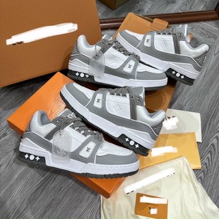 Giày thể thao LV xám trắng. Giày Louis vuitton trainer xám grey, giày cao cấp size 36-43