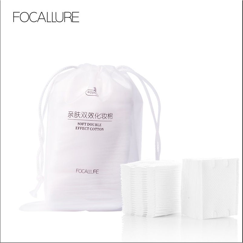 Bông cotton tẩy trang FOCALLURE mềm mịn chất lượng cao 40 miếng 22.5g FA-000-0009