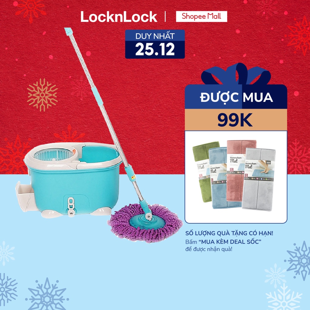 Bộ cây lau nhà xoay tay 360 độ Lock&Lock -Xanh dương - [MOP-Q2-1]