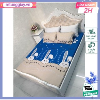 Sale Bộ ga gối poly họa tiết thỏ xanh 1m6x2m