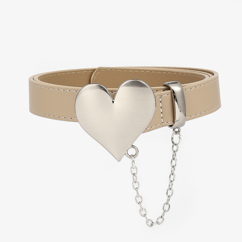 Thắt Lưng Da PU Khóa Hình Trái Tim Kim Loại Phong Cách Harajuku Thời Trang Mùa Hè Cho Nữ
