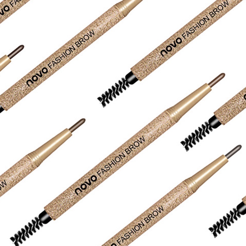 Bút Chì Kẻ Lông Mày Xoay Tự Động Kèm 3 Lõi Thay Thế Và 3 Thẻ Vẽ Lông Mày Novo