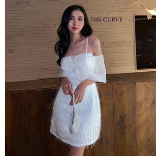 Đầm lông rớt vai