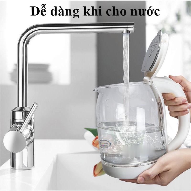 Ấm Đun Nước Siêu Tốc 1500W Thủy Tinh Trong Suốt Dễ Dàng Vệ Sinh Không Để Lại Cặn