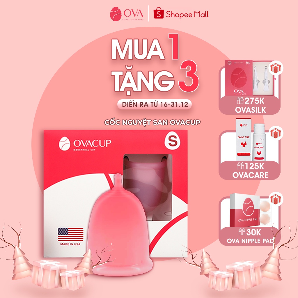 Combo cốc nguyệt san Ovacup và dung dịch vệ sinh cốc, ngăn ngừa vi khuẩn, tiệt trùng, khử mùi, chống ố vàng ( 30ml)