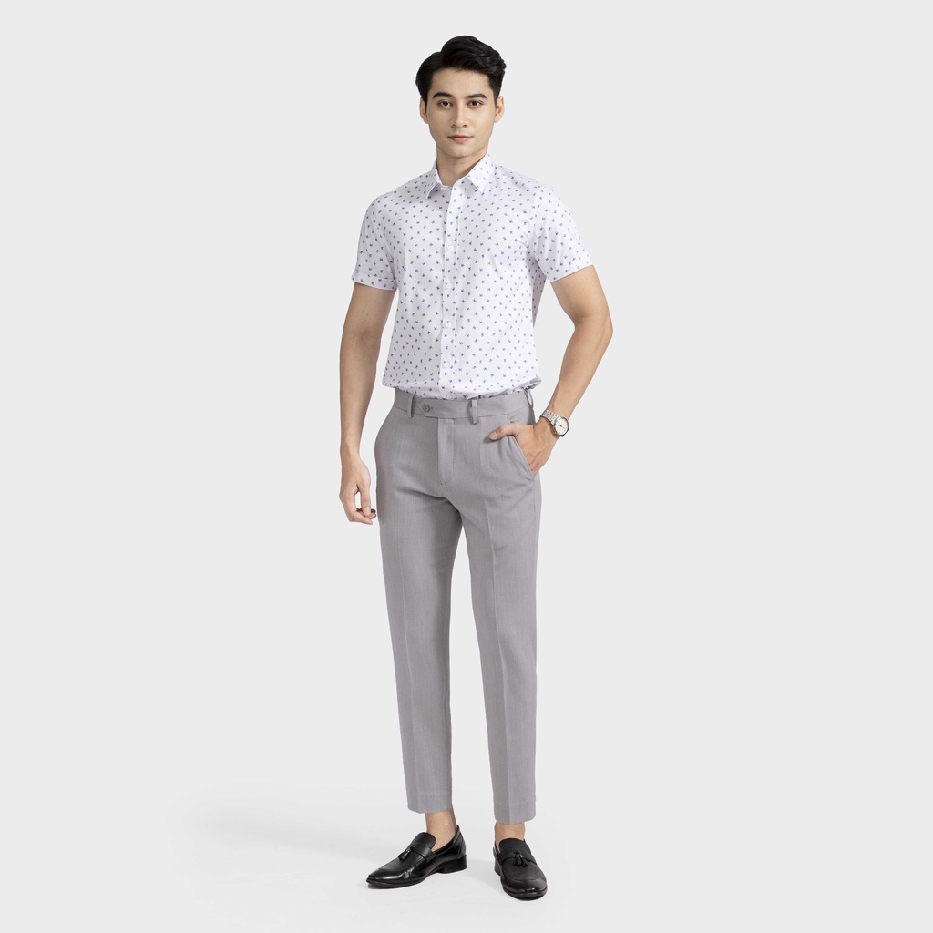 Áo sơ mi nam ngắn tay ARISTINO in họa tiết xanh trẻ trung, lịch lãm - ASS176S2