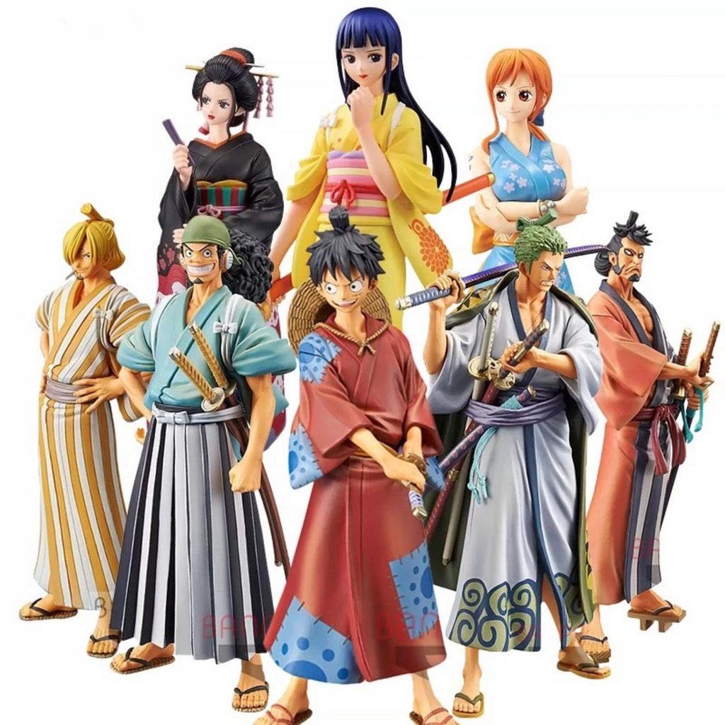 Mô hình One Piece Luffy Zoro Sanji Nami Robin Chopper Usopp Brook O Kiku ở wano quốc , figure anime one piece