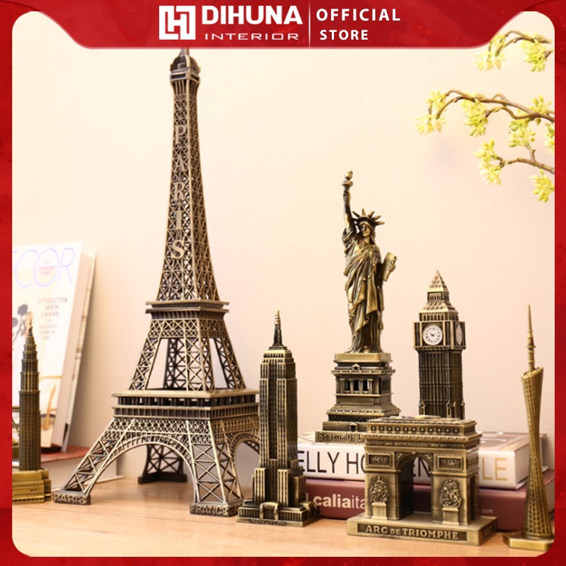 Mô hình tháp Eiffel kim loại, đồ decor trang trí để bàn, kệ tụ kệ sách, phòng khách phòng làm việc, Kt: 22cm-48cm