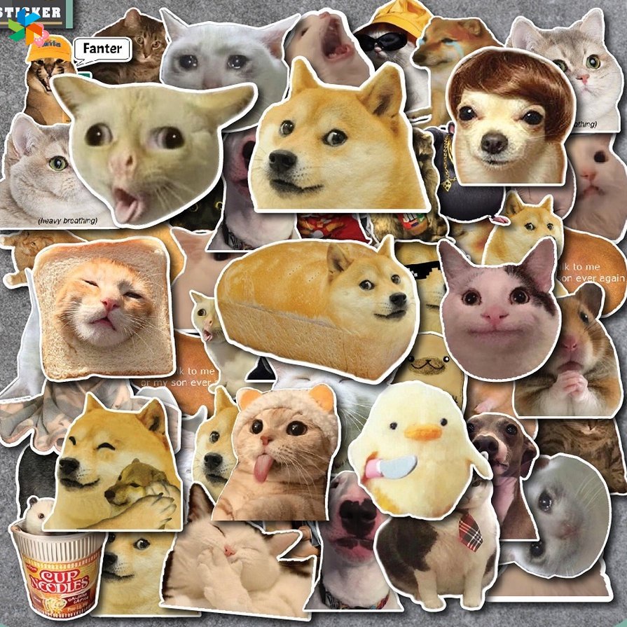 Bộ 50 Miếng Dán Trang Trí Tủ Lạnh / Xe Hơi Họa Tiết Chú Chó Shiba Inu graffiti Dễ Thương Cho Bé ouyou JP6