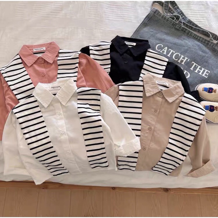 Áo Sơ Mi Korean Trẻ Em Cho Bé Trai Và Bé Gái Phong Cách Độc Lạ Chất Liệu Vải Đũi Thoáng Mát Chaarlie.store