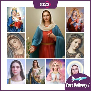 Bộ Tranh Đính Đá 5D Tự Làm 30x40cm / 40x50cm Hình Đức Mẹ Mary Trang Trí Nhà Cửa