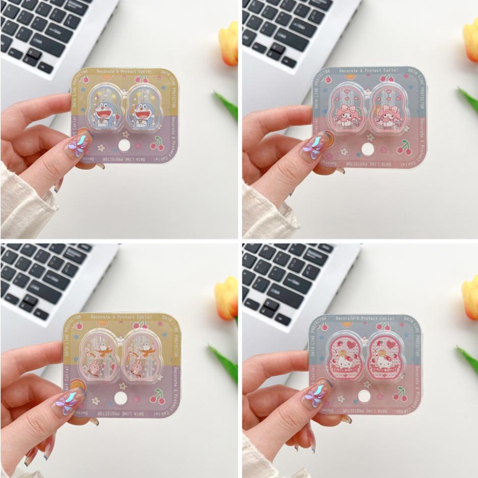 Phụ Kiện Bảo Vệ Đầu Dây Cáp Sạc USB Hình Doraemon Melody Kitty Thời Trang Cho iPhone