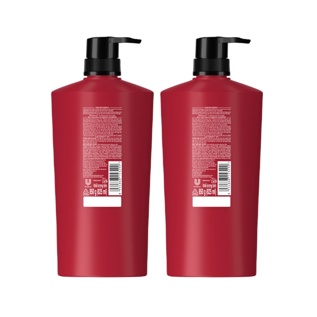 Combo 2 Dầu Gội TRESemmé Keratin Smooth Với Công Thức Hydrolyzed Keratin Vào Nếp Suôn Mượt 850g x2