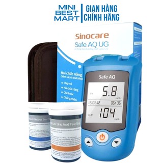 Máy đo đường huyết, axit uric 2 trong 1 sinocare safe aq ug