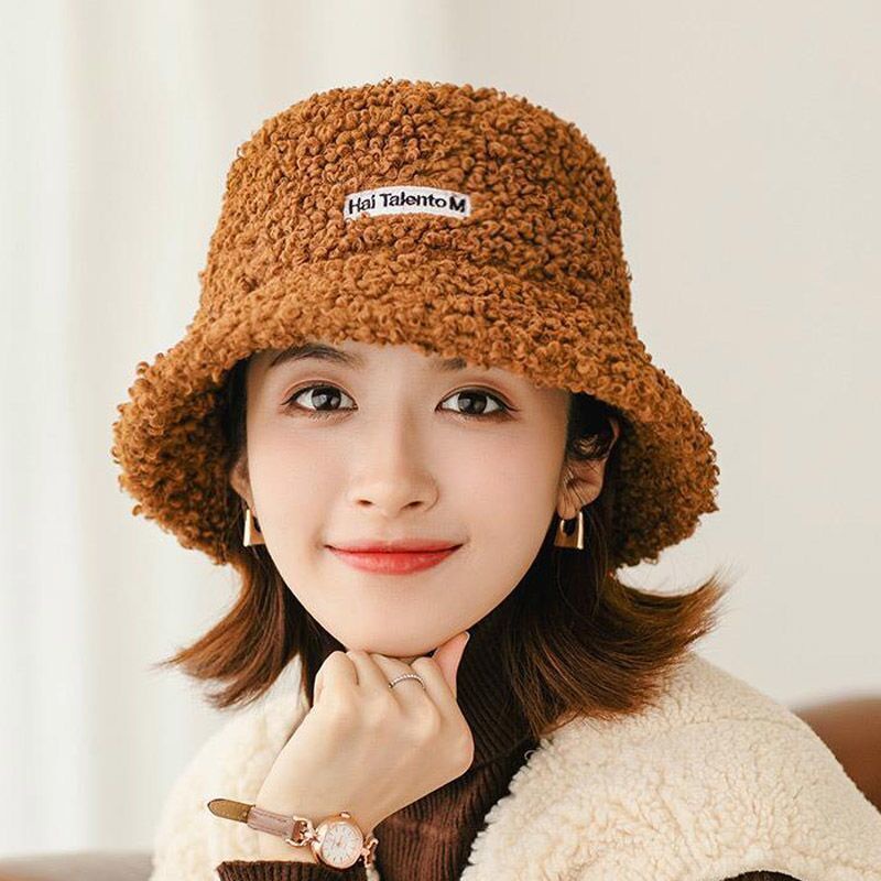 Mũ Bucket Chất Liệu Lông Cừu Ấm Áp Dễ Phối Đồ Phong Cách Nhật Bản Thời Trang Mùa Thu Cho Nữ