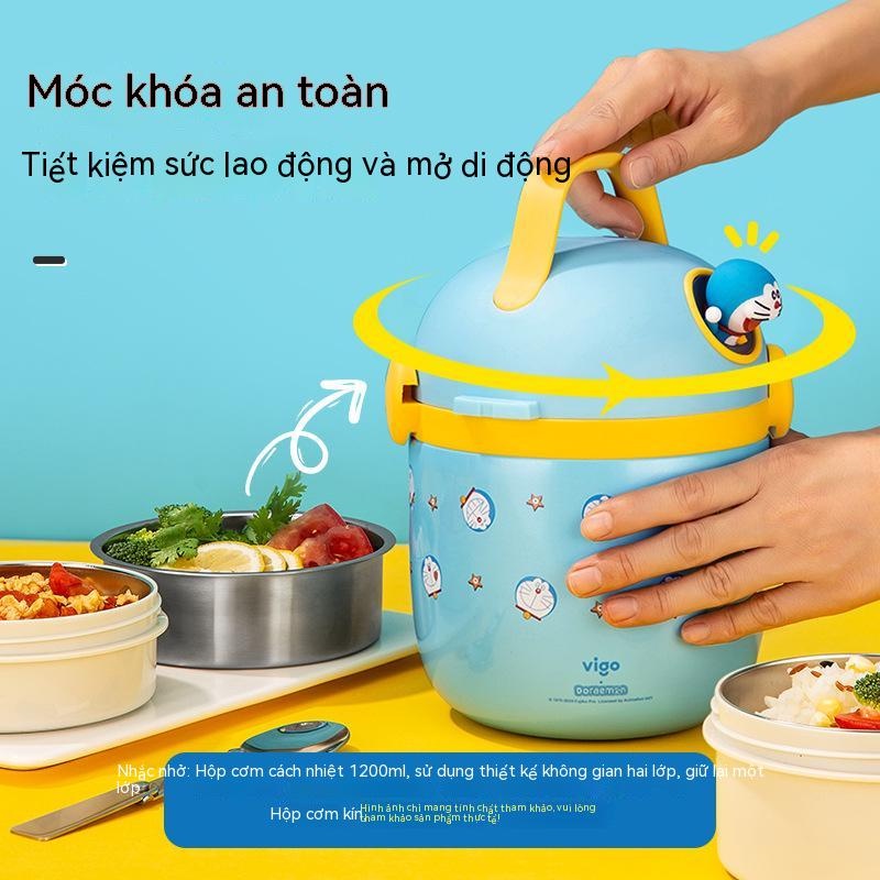 Hộp Cơm Cách Nhiệt Doraemon Kiểu Nhật Bản Nhân Viên Văn Phòng Hộp Cơm Cách Nhiệt Di Động Thùng Inox Đơn Hộp Cơm Cách Nhiệt Dung Tích Lớn