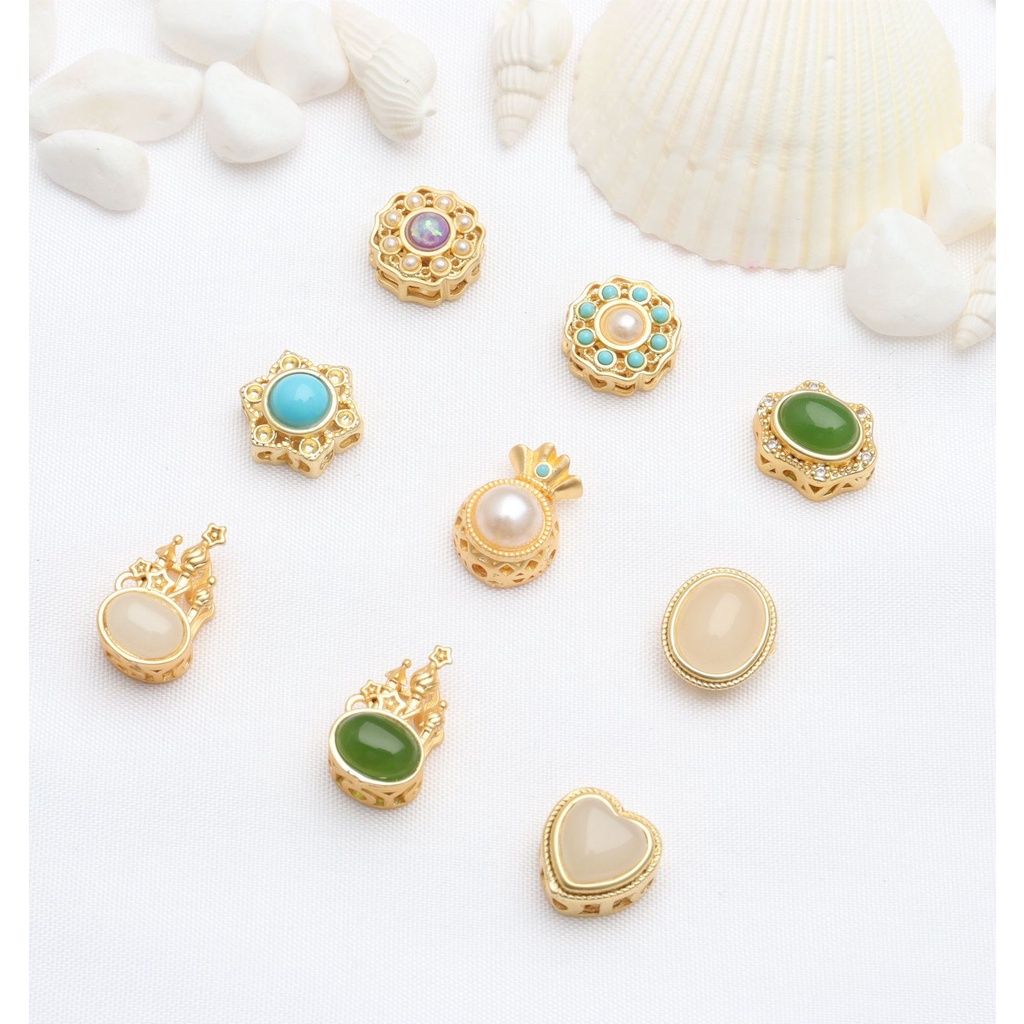 Bộ 5 Hạt Xỏ Màu Vàng Kim Dùng Làm Vòng Tay diy