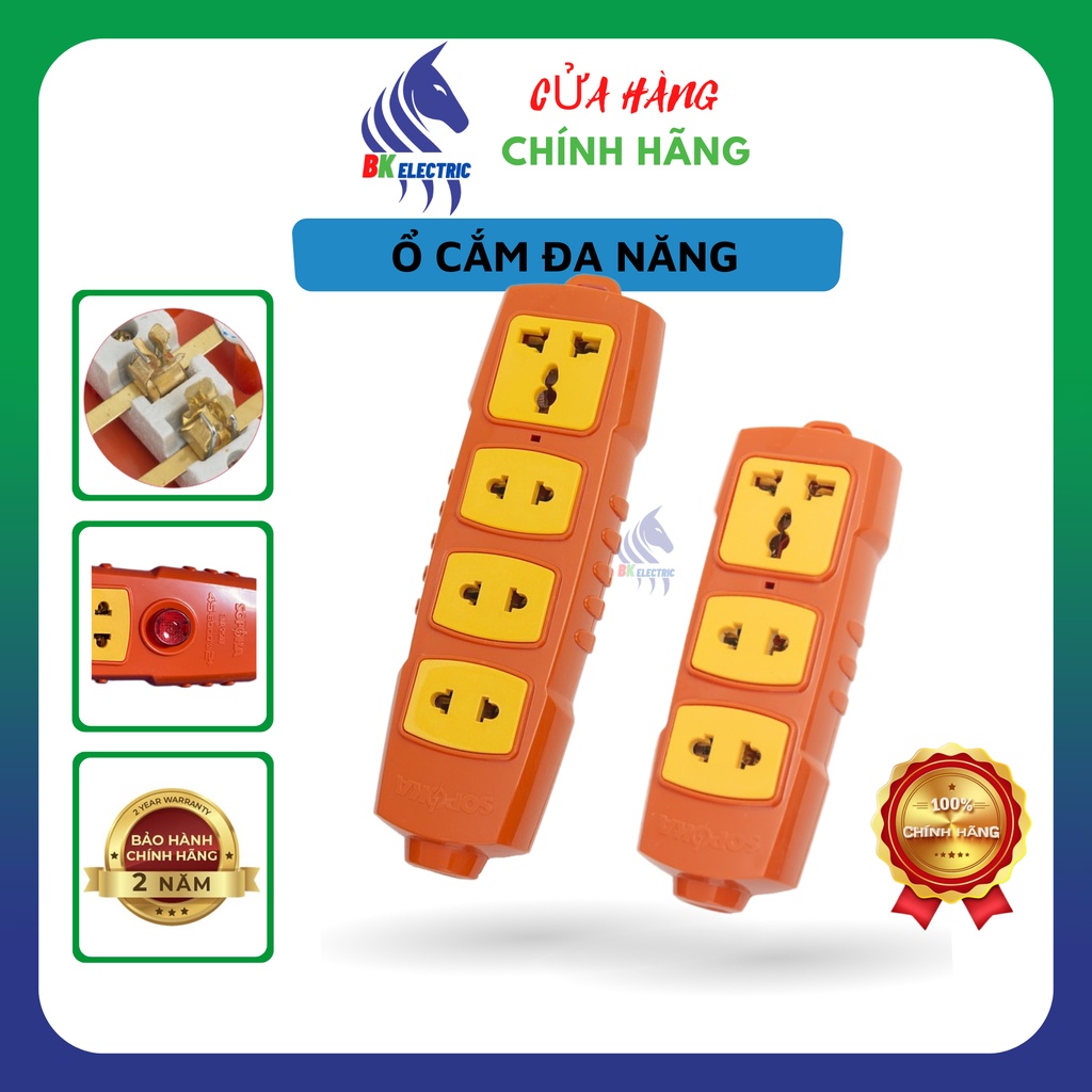 Ổ cắm điện 3 chấu lõi sứ chống cháy siêu chịu tải 6000W