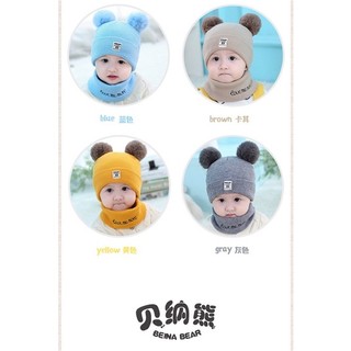 Mũ Len Kèm Khăn Quàng Cổ Cho Bé 6-36 Tháng