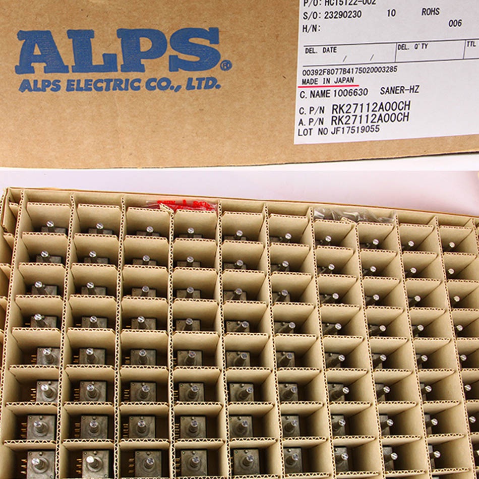 Chiết Áp Công Tắc Xoay 6 Chấu 10K 20K 50K 100K 250K 500K ALPS RK27 10~500KAX2 Chuyên Dụng