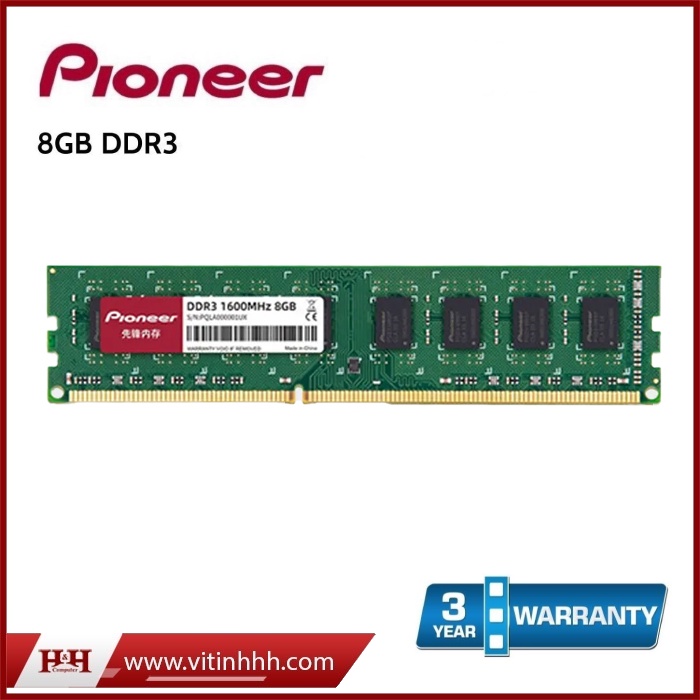 Ram máy tính PIONEER DDR3 8GB 1600MHz U DIMM Không Tản - New100%