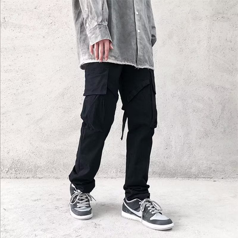 Quần Dài Phối Nhiều Túi Phong Cách hip hop Đường Phố Hàn Quốc Cá Tính Cho Nam