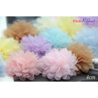 Hoa voan păng xê 4cm dùng làm hoa trang trí may mặc, hoa cài áo, hoa phụ liệu may mặc, phụ kiện tóc