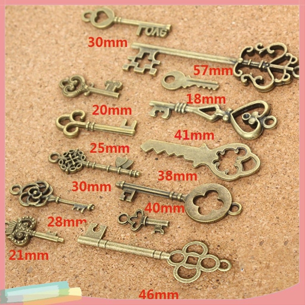 Set 13 mặt dây chuyền hình chiếc chìa khóa đa dạng kiểu Vintage độc đáo