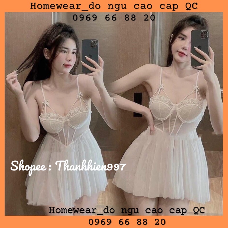 ♥️Hàng QC♥️Váy ngủ 2s phối ren sexy có gọng ngực xinh_Thanhhien997_ren cao cấp, xuyên thấy, mỏng mong 721.