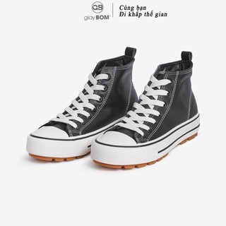 [Mã WABRMH99 giảm 12% đơn 99K]Giày Sneaker Nữ giayBOM Cổ Cao Classics Chất Liệu Da PU Đế Cao 2 cm B1107