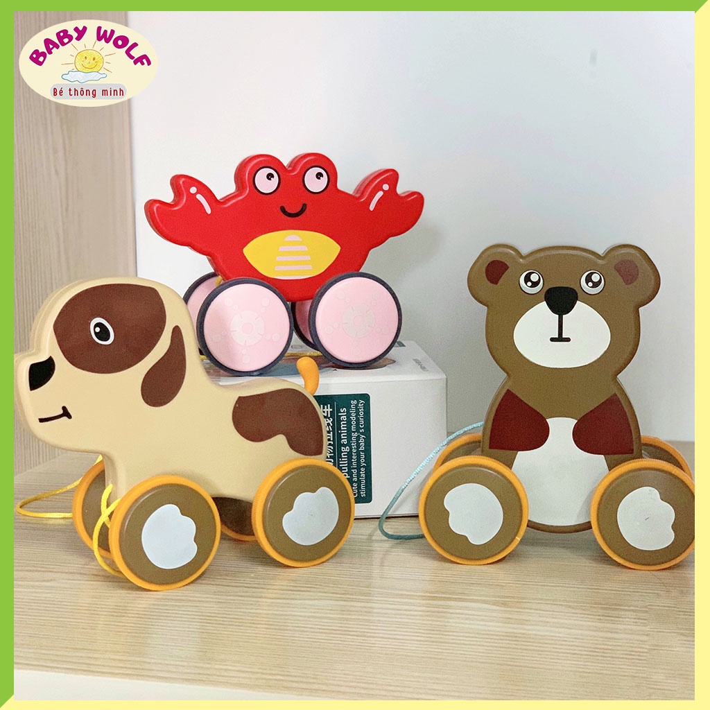 Đồ chơi xe kéo hình thú nhiều màu sắc kích thích tập đi, tăng vận động cho bé_SP15