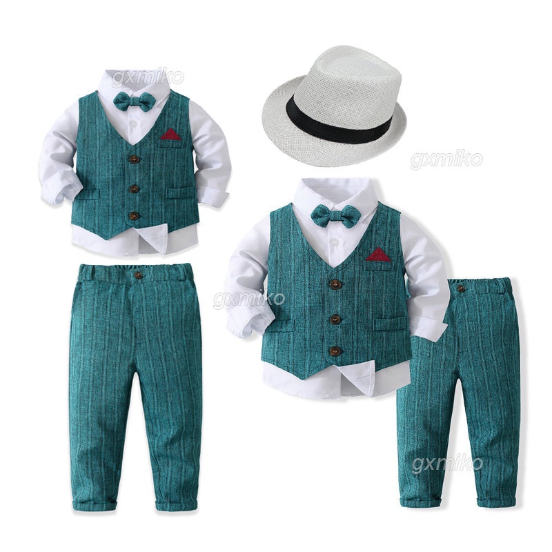 Bộ Đồ Vest Màu Xanh Lá Cây Thời Trang Sang Trọng Cho Bé Trai 1 Tuổi