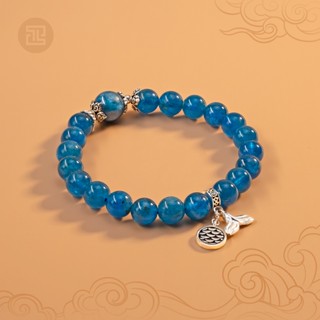 TINH LÂM Vòng Tay Phong Thủy Đá Apatite 8 Li - Charm Ngư Vĩ Hóa Long